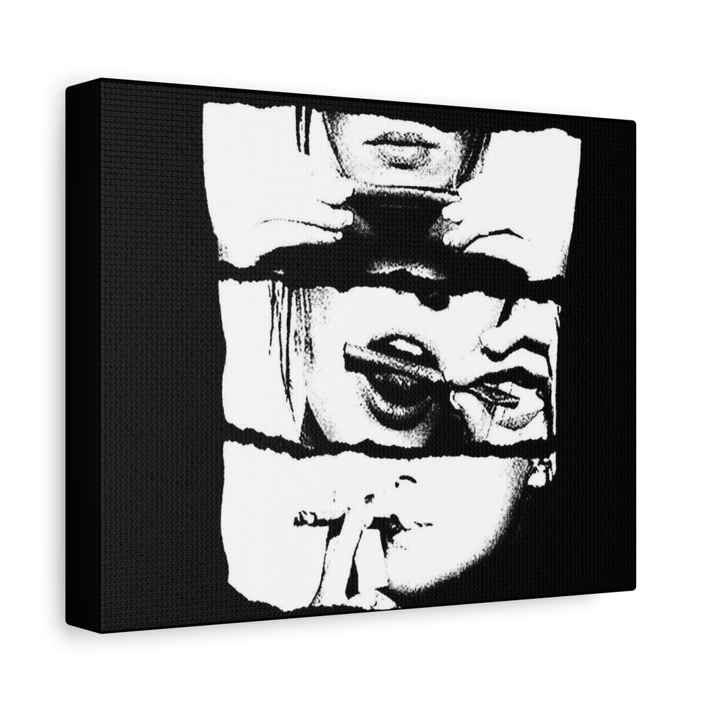 Monochrome Stacked Faces Matte Canvas Wall Art