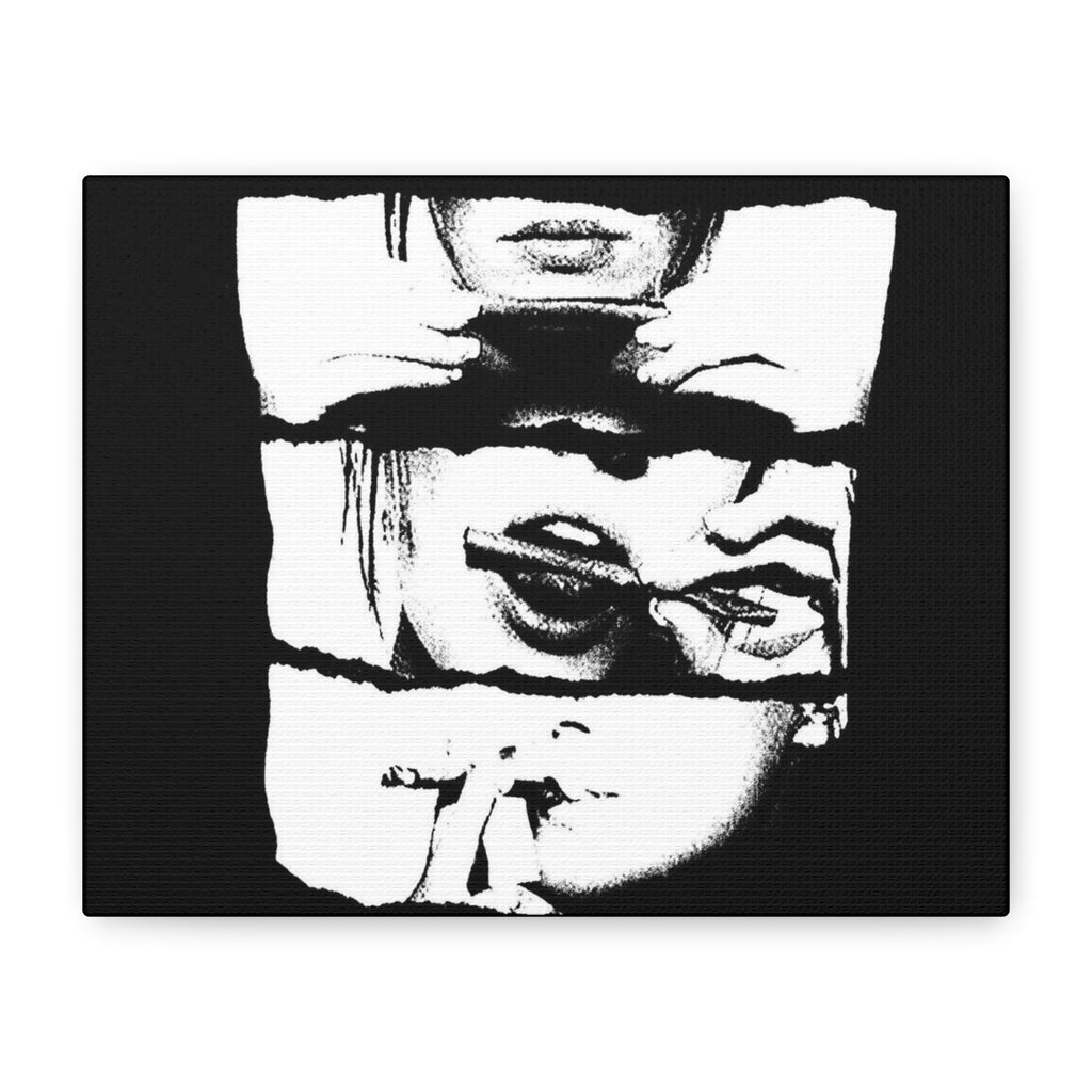 Monochrome Stacked Faces Matte Canvas Wall Art
