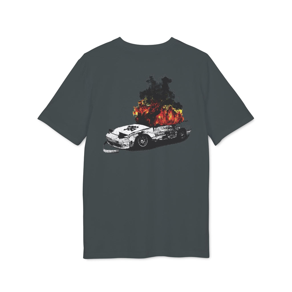 Graphic Tee — Burning Car with Forest Fire Illustration