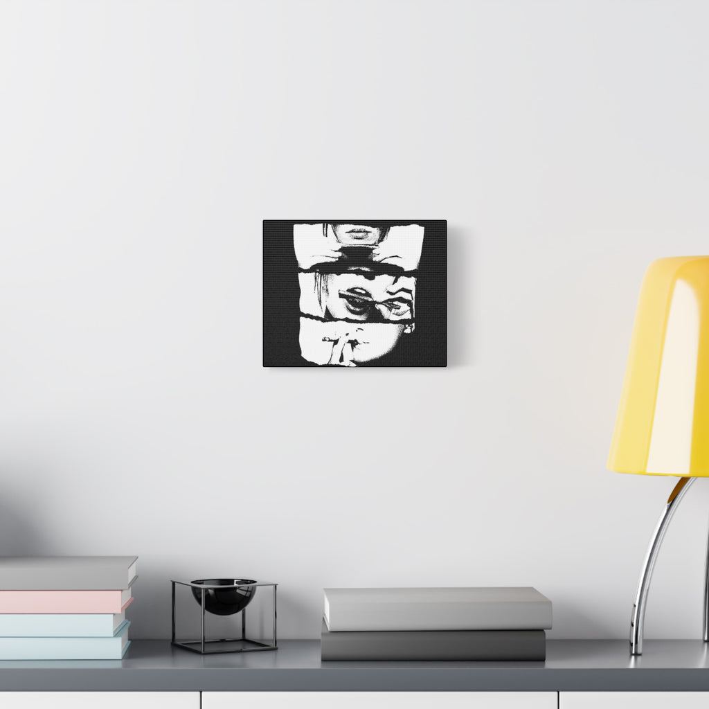 Monochrome Stacked Faces Matte Canvas Wall Art