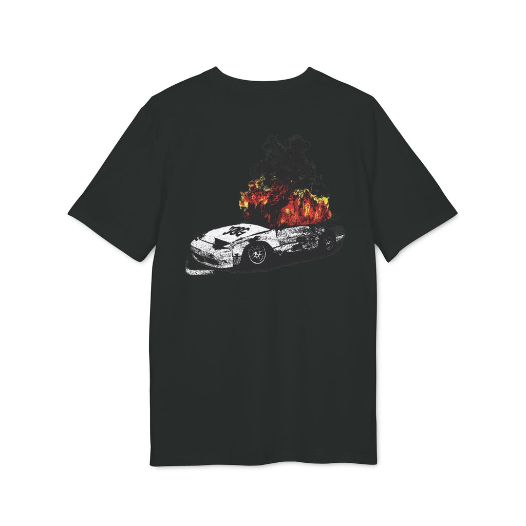 Graphic Tee — Burning Car with Forest Fire Illustration