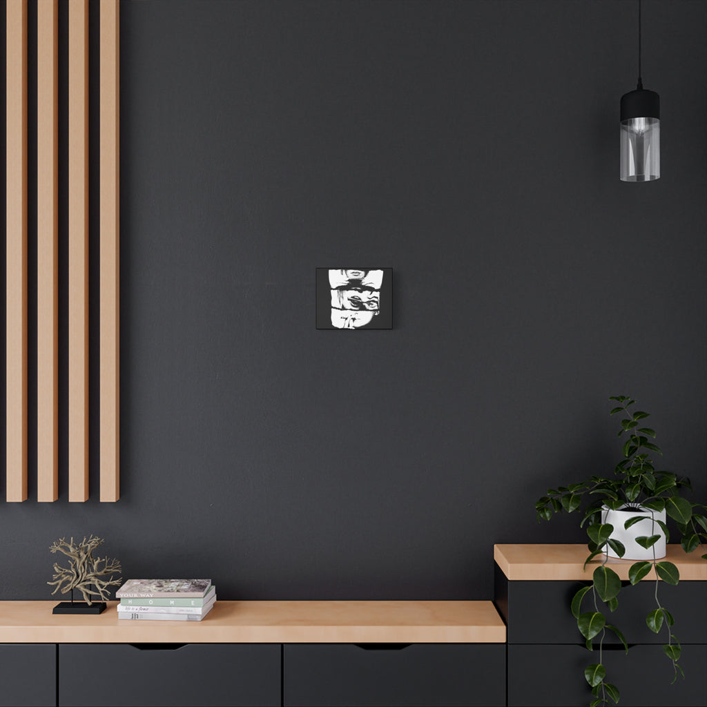 Monochrome Stacked Faces Matte Canvas Wall Art