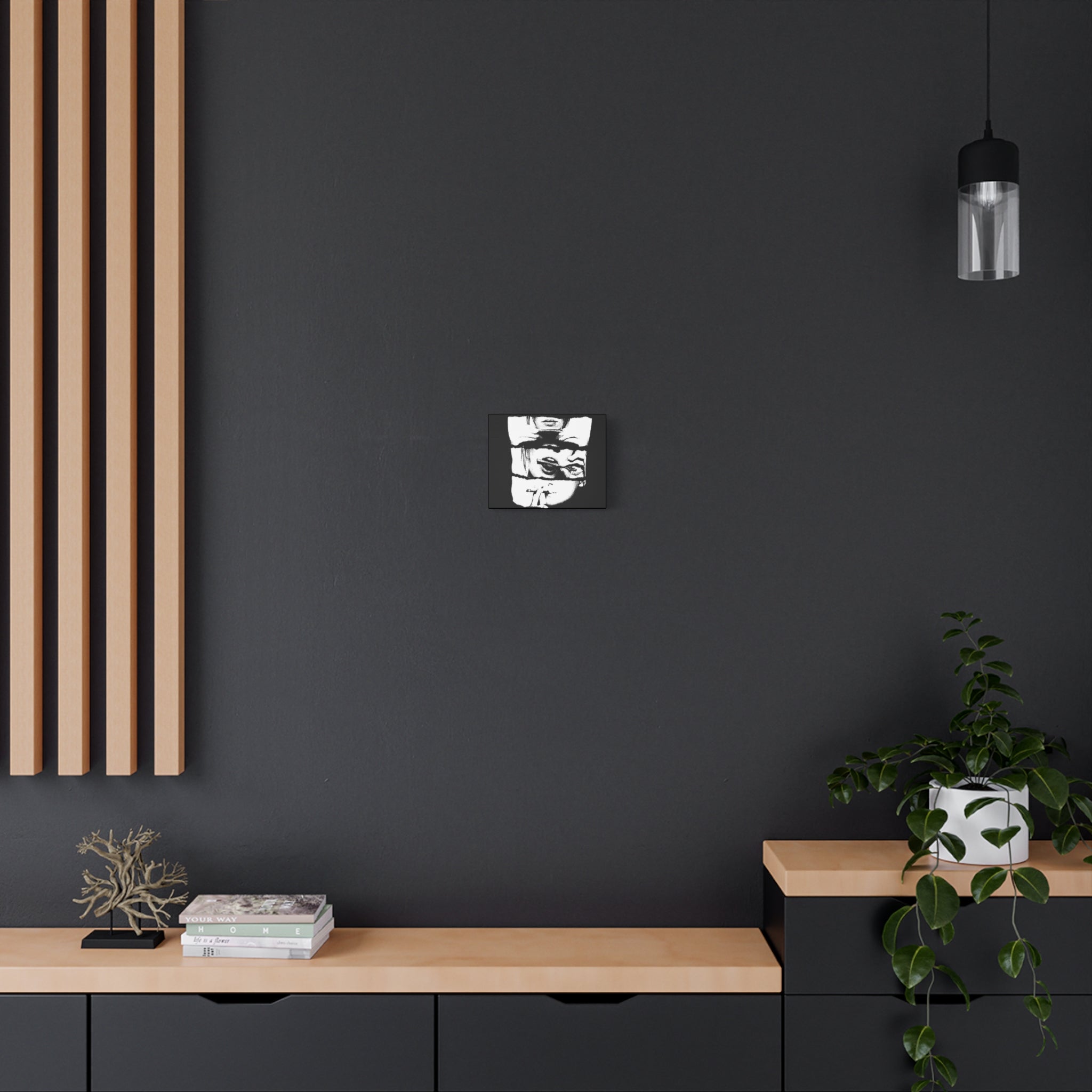 Monochrome Stacked Faces Matte Canvas Wall Art