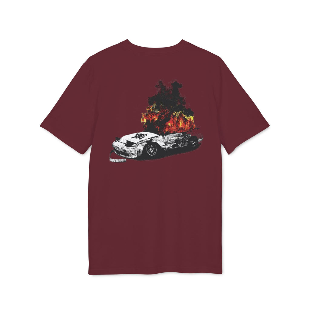 Graphic Tee — Burning Car with Forest Fire Illustration